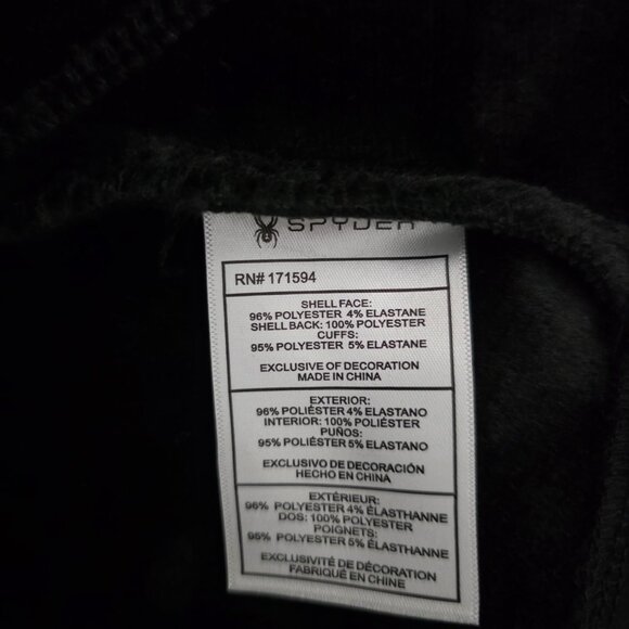 NWT Spyder Black Zip Jacket Hood, Water & Wind Resistent Termoweb Thumb Hole S/P - Picture 10 of 16